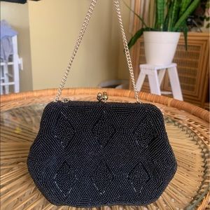 •Japanese Vintage Black beaded Small Clutch•